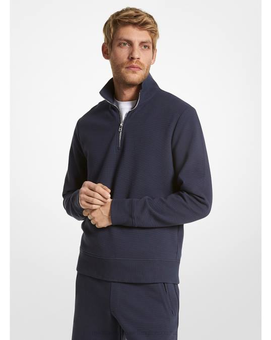 Men Midnight Cotton Blend Half-Zip Sweater Michael Kors P6NH2988