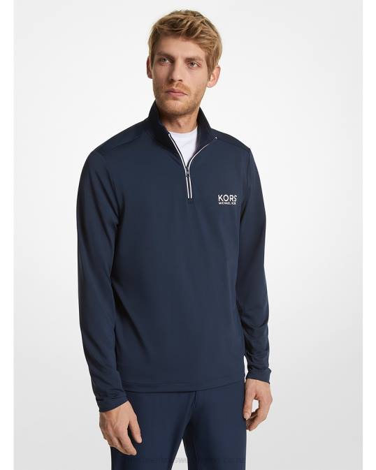 Men Midnight Golf Logo Stretch Knit Quarter-Zip Sweater Michael Kors P6NH2991