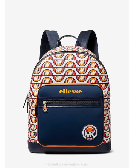 Women Bright Wht MK X ellesse Hudson Printed Canvas Backpack Michael Kors P6NH1289