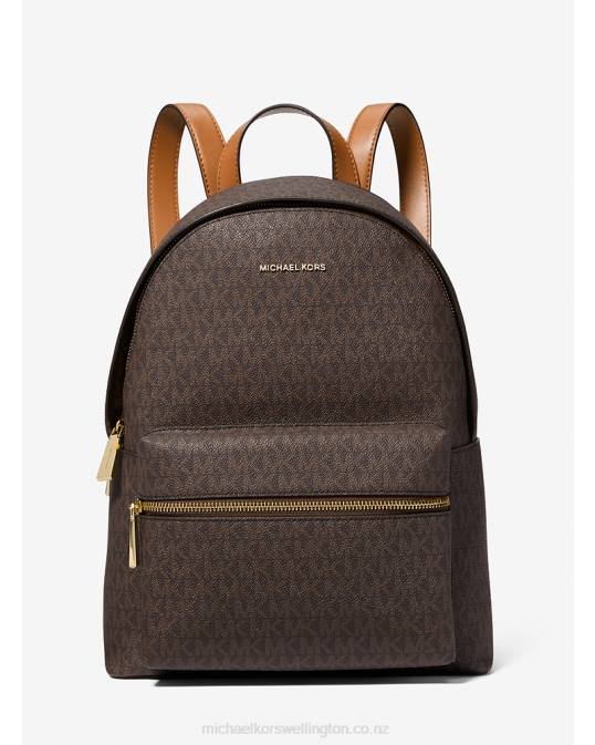 Women Brown/Acorn Sally Medium 2-In-1 Logo and Faux Leather Backpack Michael Kors P6NH1286