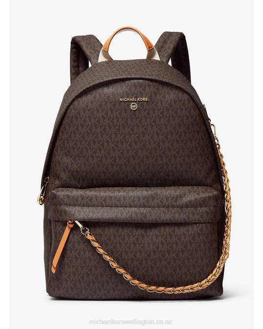 Women Brown/Acorn Slater Large Logo Backpack Michael Kors P6NH1288