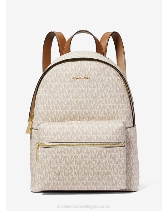 Women Vanilla/Acorn Sally Medium 2-In-1 Logo and Faux Leather Backpack Michael Kors P6NH1287