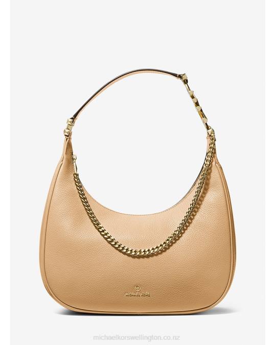 Women Camel Piper Large Pebbled Leather Shoulder Bag Michael Kors P6NH1292