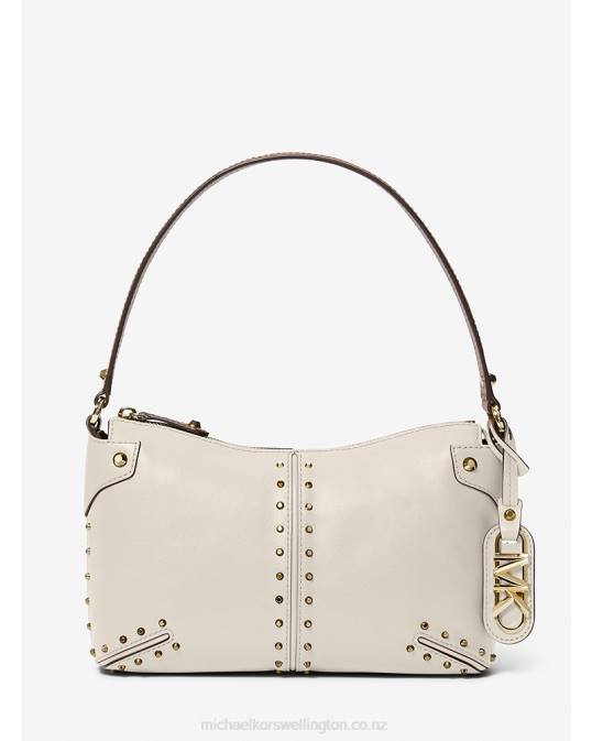 Women Lt Cream Astor Large Studded Leather Shoulder Bag Michael Kors P6NH1290